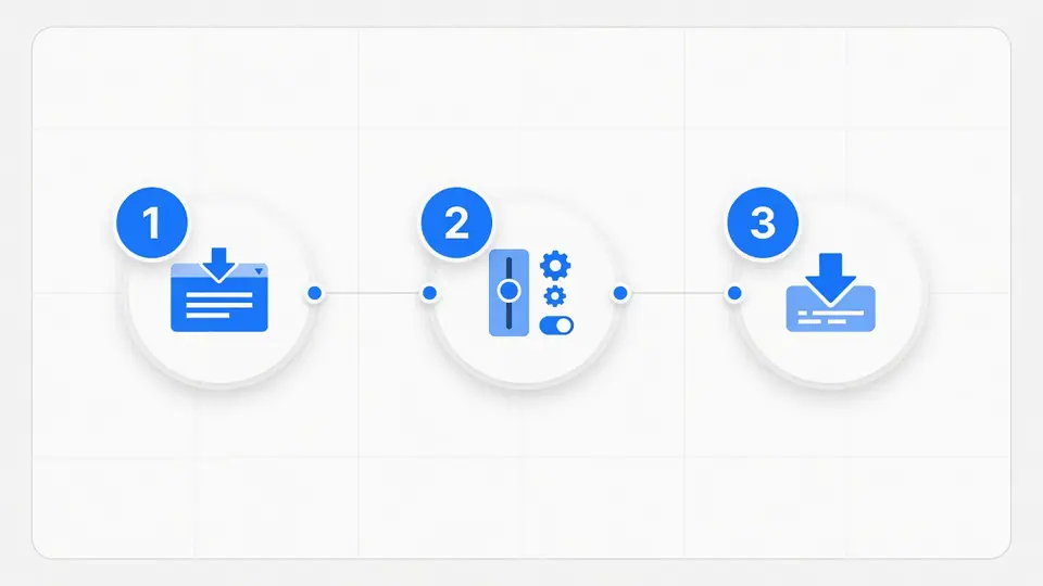Three steps to compress image online: upload, adjust quality, download